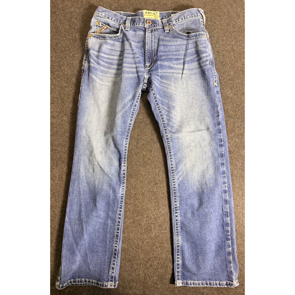 Ariat M5 Straight Leg Jeans Mens 34x32 Dark Wash Denim Workwear Blue